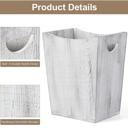 SEHERTIWY Wood Trash Can, Farmhouse Wastebasket Bin - Image 5