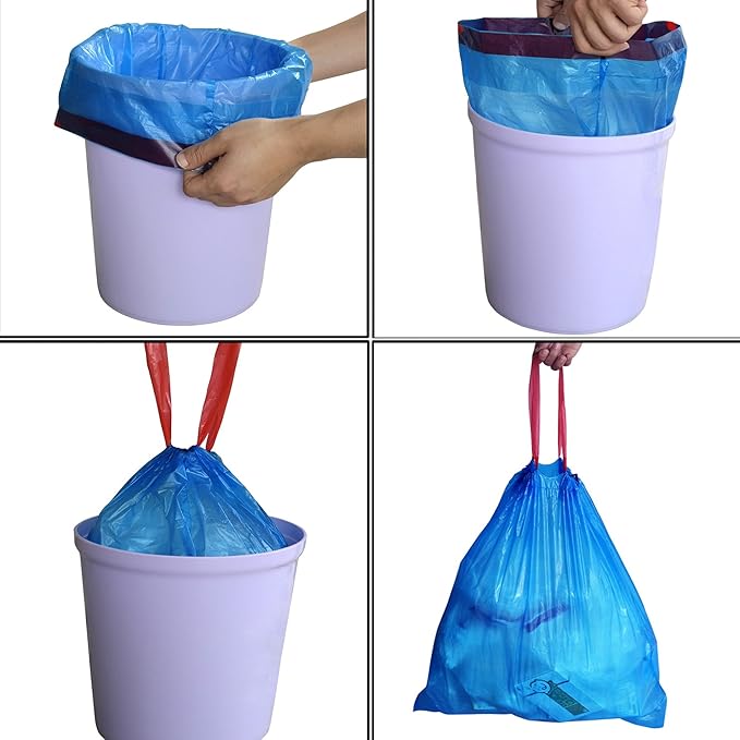 5 Gallon Small Garbage Bag, Blue Drawstring Trash Bag, 110 Counts