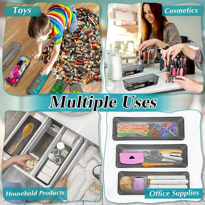 Maitys 12 Pcs Vanity Drawer Organizer 9 x 3 x 2 Inches Clear Plastic Utensil - Image 6