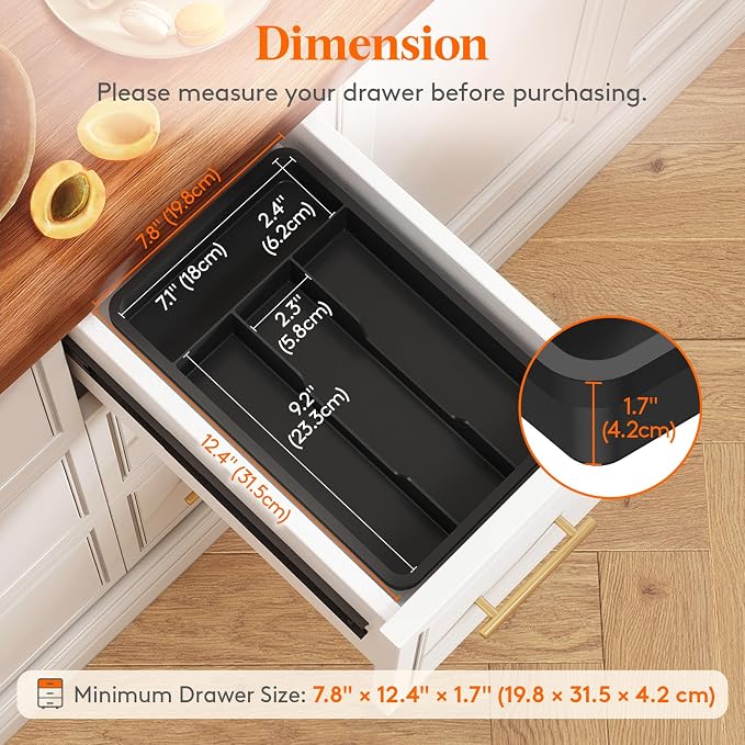 Lifewit Silverware Drawer Organizer Tray, Plastic Cutlery Storage - Image 2