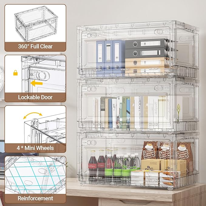 BROVIEW Clear Stackable Storage Bins Drawers, Open Front Large Plastic Storage - Image 3