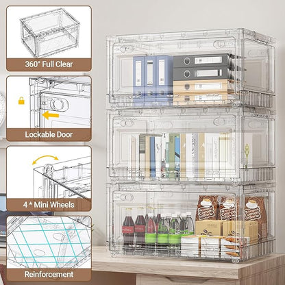 BROVIEW Clear Stackable Storage Bins Drawers, Open Front Large Plastic Storage - Image 3
