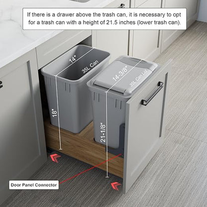 Dowell Double 35Qt Undermount Trash Pull-Out Waste Container - Image 4