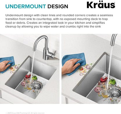 KRAUS Standart Pro 14 -inch Undermount Single Bowl 16 Gauge Stainless Steel Bar Kitchen Sink, KHU101-14