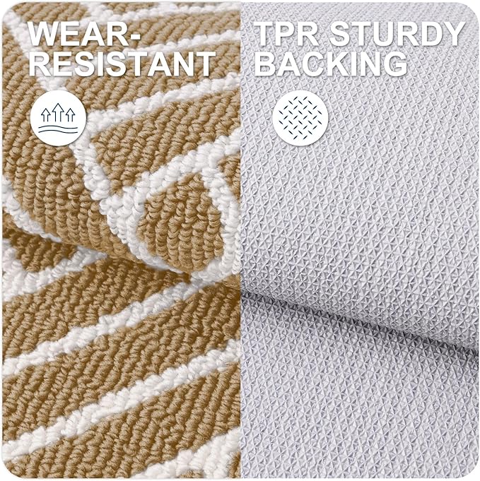 OLANLY Indoor Door Mat, 36x24 Inch, Dirt Resistant and Absorbent, Non-Slip Rubber Backing Floor Mats, Easy Clean Low-Profile Doormat for Entryway, Front Door, and Inside Entrance, Beige
