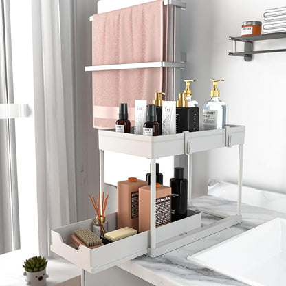 MEAFBIRD 2 Pack Under Sink Organizer, 2 Tier Bathroom Cabinet Organizer - Image 6