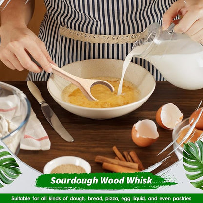 FoldTier 12 Inch Wooden Danish Dough Whisk Sourdough Whisk Dough Mixer Bread - Image 3