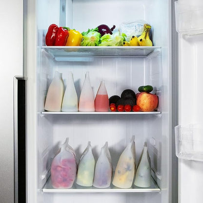 Reusable Silicone Food Storage Bag, for Microwave, Oven, Fridge, Freezer & Sous Vide Zip Sealed Containers (2 Middle size 32oz 1000ml)…