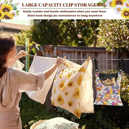 2 Pcs Pin Bag, Hippie Flower Print Hanging Bag - Image 5