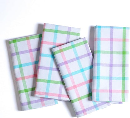 Native Fab Multi Color Checked Kitchen Towels Set of 4, 100% Cotton, 16x26 Inch - Image 6