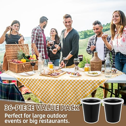 Maxdot 36 Pcs Bathroom Trash Cans Bulk 2 Gallon Small Waste Basket Round Garbage Can Plastic Trash Bin Small Container for Home Dorm Kitchen Office Living Room Study Compact Spaces(Black)