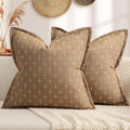 ZWJD Throw Pillow Pillow Covers 20x20 Set of 2 Soft Polyester Textured Pillow Covers with Stylish Flange Edge Cozy Farmhouse Throw Pillows for Couch Bed Sofa Living Room