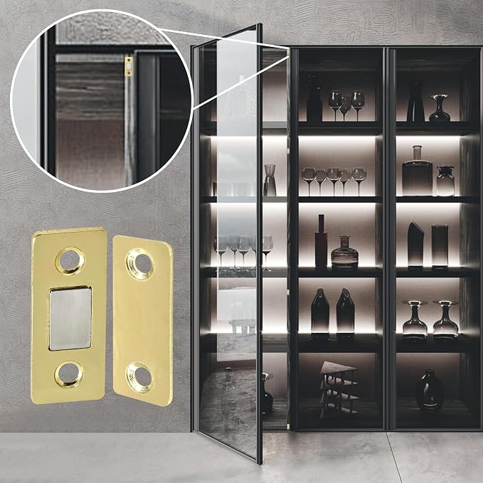 Cabinet Magnetic Catch, 6 Pack Gold Ultra Thin Magnetic Cabinet Door Catch - Image 6