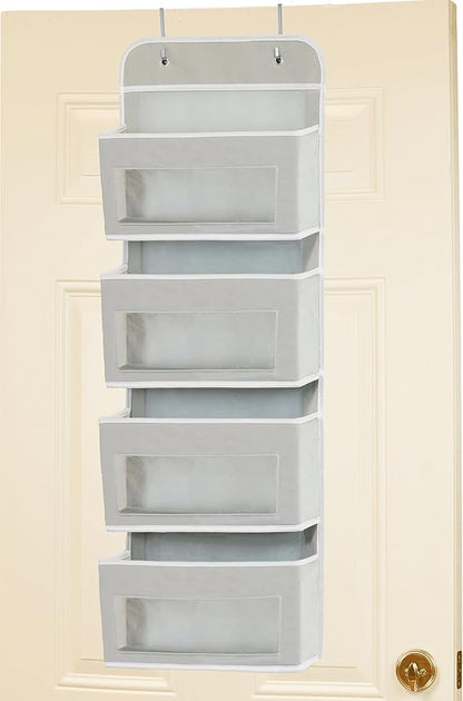 Simple Houseware 4 Clear Window Pocket Over Closet Door Storage Hanging - Image 7