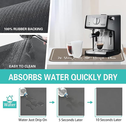 Coffee Bar Mat for Countertops 23inx15in, Absorbent Hide Stain Anti-Slip Cafe - Image 5