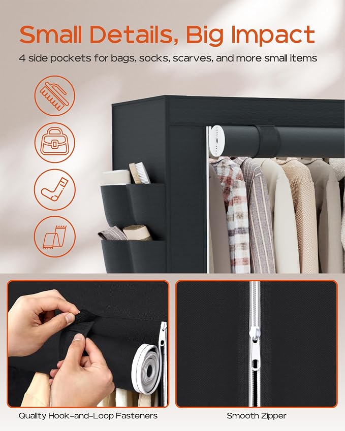 Clothes Rack, Portable Closet, 54.7 Inch Large Capacity Wardrobe Closet - Image 7