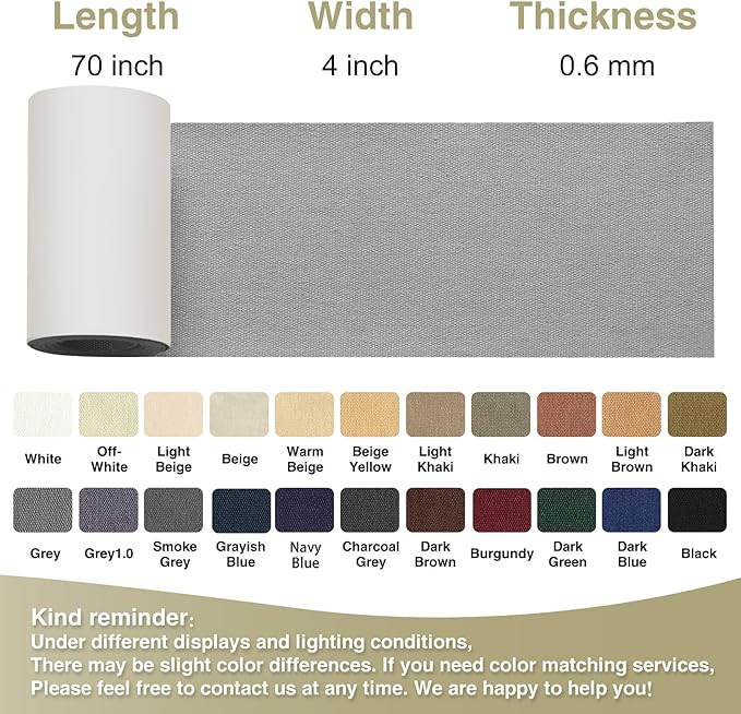 Canvas Repair Tape 4×70 Inch Waterproof Self-Adhesive Fabric Repair Patch for Repairing Boat Covers,Tents,Patio Umbrellas,Car Seats,Luggage,Sofas.(Grey)