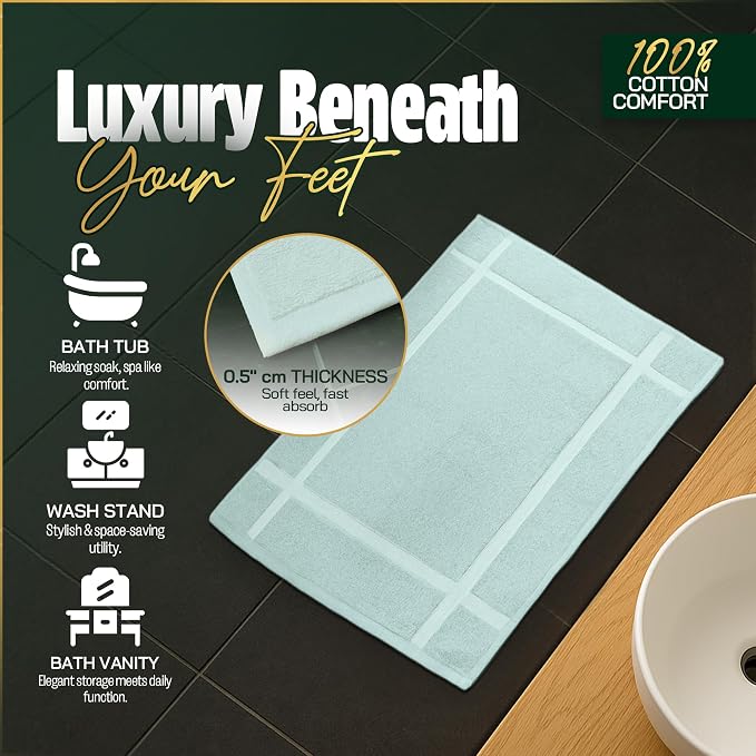 Pearl Linens Pack of 2 100% Cotton Bath Mat 18x25 inches, Soft & Absorbent - Image 5