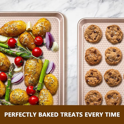 Wildone Baking Sheet Pan Set, Honeycomb Embossed Nonstick Baking Sheet 15x10 In - Image 6