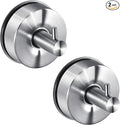 JOMOLA Brushed Stainless Steel Shower & Bathroom Hooks - No Drill Adhesive-Free Suction Cup Hardware, Rustproof Waterproof Metal Wall Mount for Towel Robe, Damage-Free (2-Pack)
