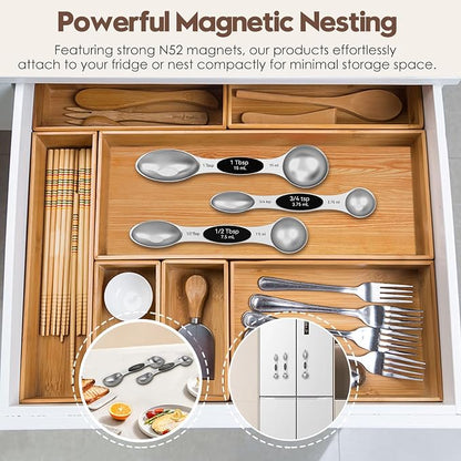 Magnetic Measuring Spoons Set of 8 | Heavy Duty 304 Stainless Steel, Triple - Image 6