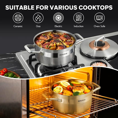 Hybrid Nonstick 3-Quart Stockpot, 8 Inch Stainless Steel Stockpot - Image 2