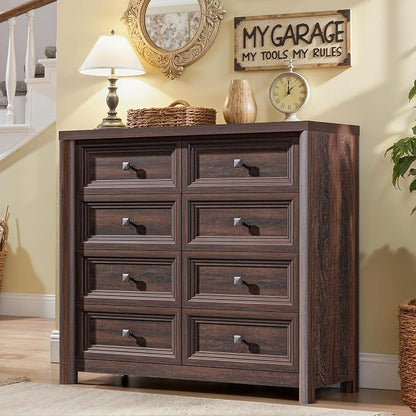 Farmhouse 8 Drawer Dresser for Bedroom, 43.3" Wide Dresser TV Stand, Storage by StandifurnoFurniture