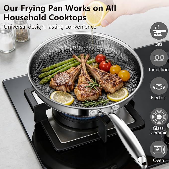 Non Stick Frying Pans, 10-inch Hybrid Frying Pans Nonstick Stainless Steel - Image 2