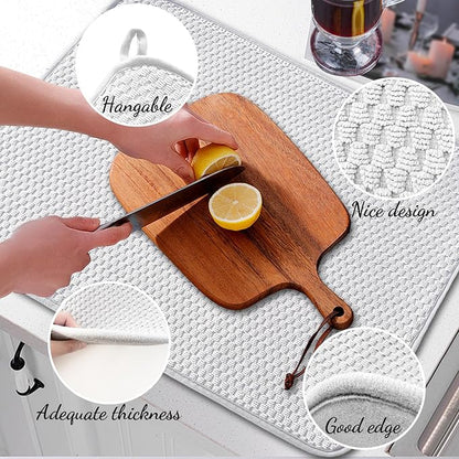 3 Pcs XXL Dish Drying Mat, Absorbent Microfiber Dishes Drainer Mats, Large Size - Image 4