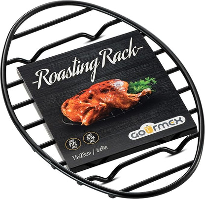 Black, Oval Oven Roasting Rack by GOURMEX
