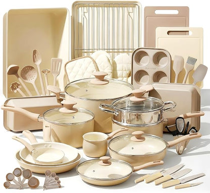 Nutrichef 54-Piece Marble Non-Stick Cookware and Bakeware Set, Professional by NutriChef%E2%84%A2Kitchen