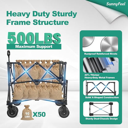 SUNNYFEEL Double Decker Wagon, Collapsible Outdoor Utility Wagon Cart 500LB - Image 4