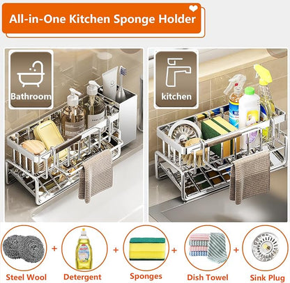 Sponge Holder for Kitchen Sink, Sink Caddy Organizers Stainless Steel, 30°Tilt - Image 5