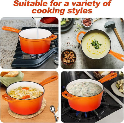 HaSteeL 1 QT Cast Iron Saucepan, Mini Enamel dutch oven - Image 7