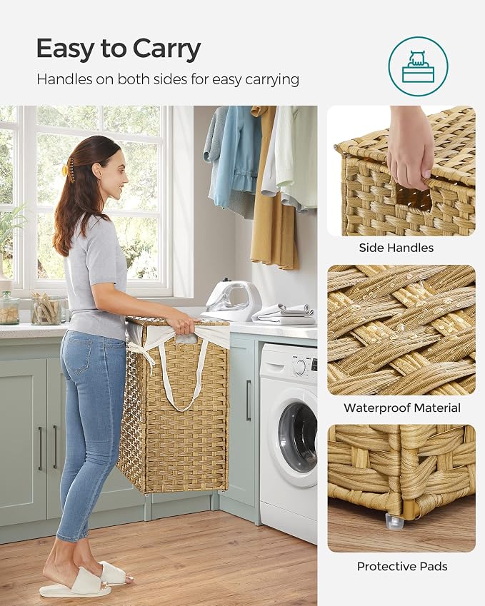 SONGMICS Laundry Hamper with Lid, 110L Clothes Hamper with 2 Removable Liner - Image 7