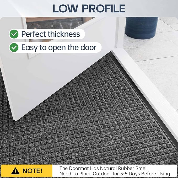 Amyracel Front Door Mat Outdoor Indoor Entrance, 24"x48" All Season Weather Outside Door Mat, Heavy Duty Rubber Backing Doormat for Entryway, Floor Inside Back Door Mats Washable