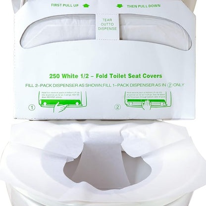 Biodegradable Half-Fold Toilet Seat Covers 250Pk. Self-Flushing, Disposable by Pro-Grade+Cleaning+Supplies