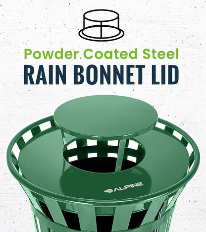 Alpine Industries Outdoor Metal Waste Receptacle Rain Bonnet Lid - Image 4