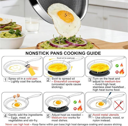Non Stick Frying Pans, 8-inch Hybrid Frying Pans Nonstick Stainless Steel - Image 4