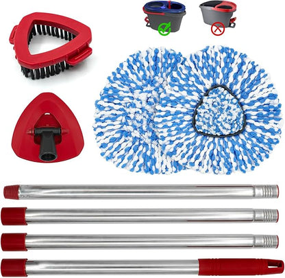Spin Mop Handle, Mop Heads Replacements, Scrubber Mop Head and Mop Base Combo - Image 8