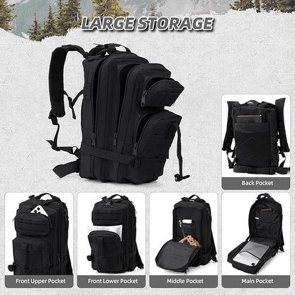 Small Military Tactical Backpack, 30L Tactical Assault Bag for Men, Army Assault Rucksack GYM Hiking Backpack Bug Out Bag Black