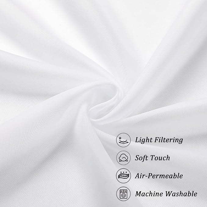 Chyhomenyc White Sheer Curtains 45 Inch Long 2 Panels, Short Voile Drapes - Image 6