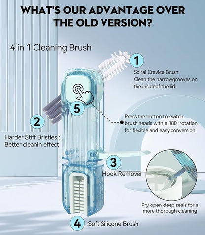VIDONIO 4 in 1 Cup Lid Gap Cleaning Brush, Mutipurpose Tiny Silicone Cup Holder - Image 3