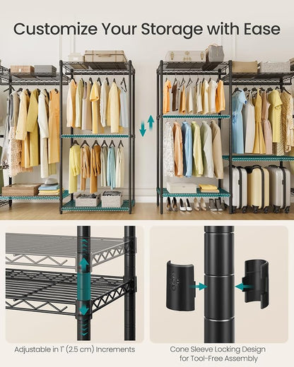 SONGMICS Heavy-Duty Clothes Rack, Garment Rack, Portable Closet, 86.4-Inch Wide - Image 4