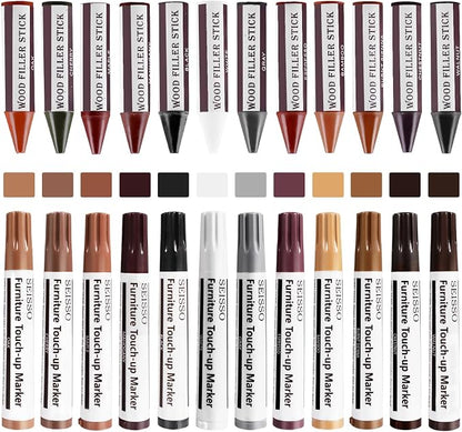 SEISSO Furniture Repair Kit, 12 Colors Furniture Touch-up Markers and Wood by SEISSO