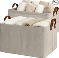 StorageWorks 45L Extra Large Storage Baskets, Storage Bins for Shelves, Closet, Fabric Organizers with Handles and Metal Frame, Brown and Beige, 2-Pack