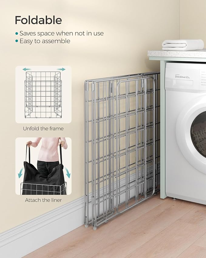 SONGMICS 29 Gal. Laundry Basket, Laundry Hamper, Collapsible Clothes Hamper - Image 7