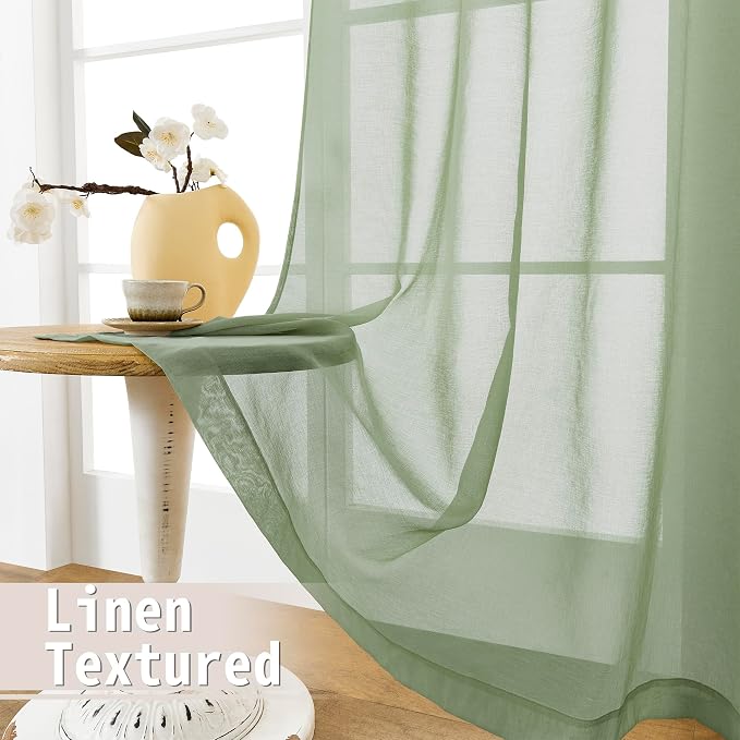 Tollpiz Sheer Door Curtains Closet Linen Textured Curtains Sheer Doorway Light - Image 4
