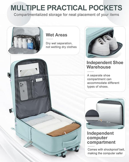 coowoz Large Travel Backpack Carry On for Women Man Gym Backpacks with Laptop Compartment Mochila de Viaje Teacher Personal Item Backpack Rucksack Airplane Accessories Must Haves Blue