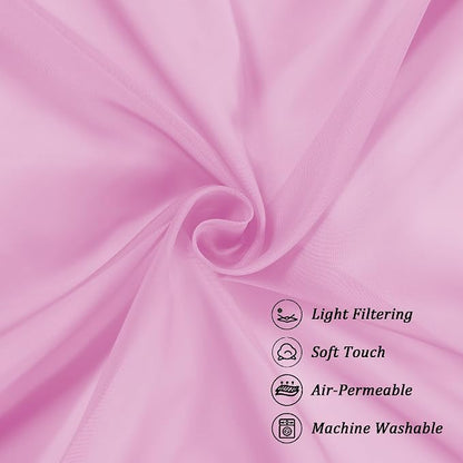 Chyhomenyc Pink Sheer Curtains 96 inches Long 2 Panels, Light Filtering Soft - Image 7